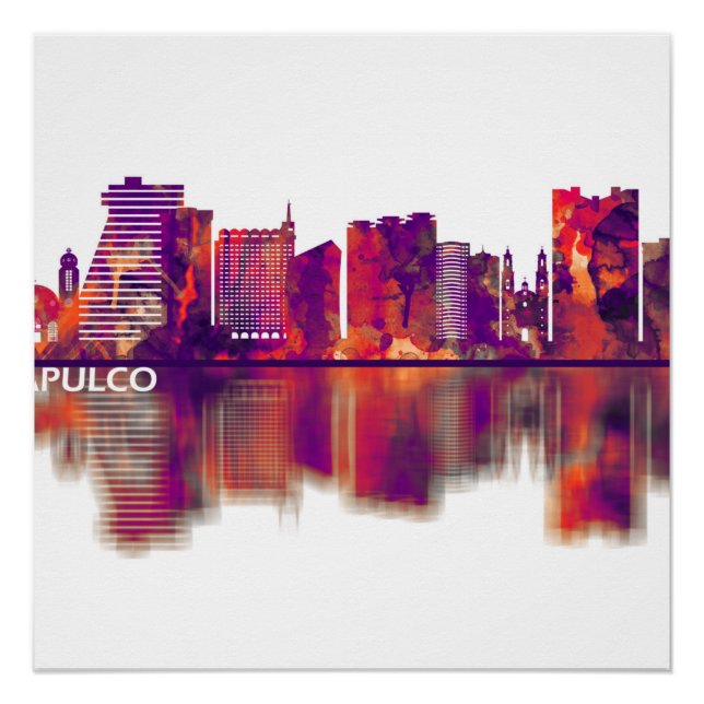 Póster Skyline Acapulco México (Anverso)