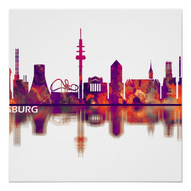 Póster Skyline Alemania de Duisburg (Anverso)