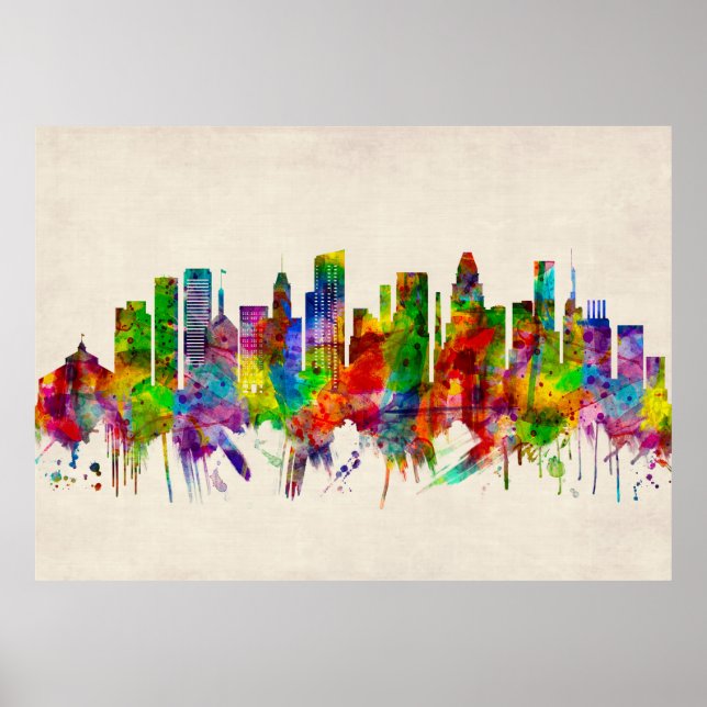 Póster Skyline Baltimore Maryland (Frente)