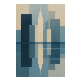 Póster Skyline Bleue – Reflets Géométriques