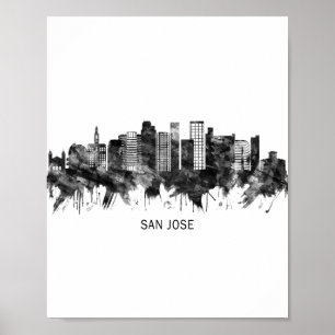 Póster Skyline BW de San José