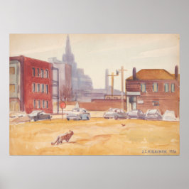 Póster Skyline Cleveland - Kulhanek Cityscape (1956)