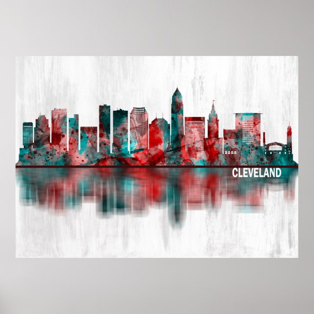 Póster Skyline Cleveland Ohio (Frente)