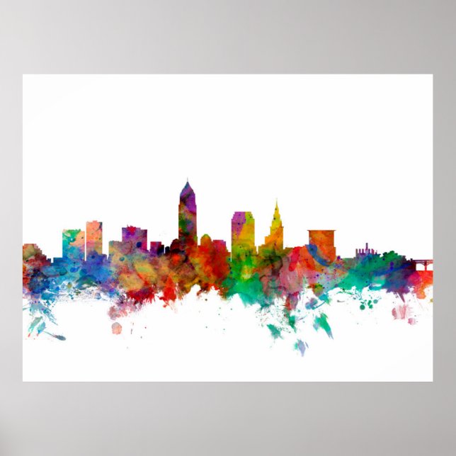 Póster Skyline Cleveland Ohio (Frente)