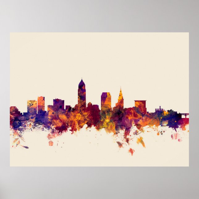 Póster Skyline Cleveland Ohio (Frente)