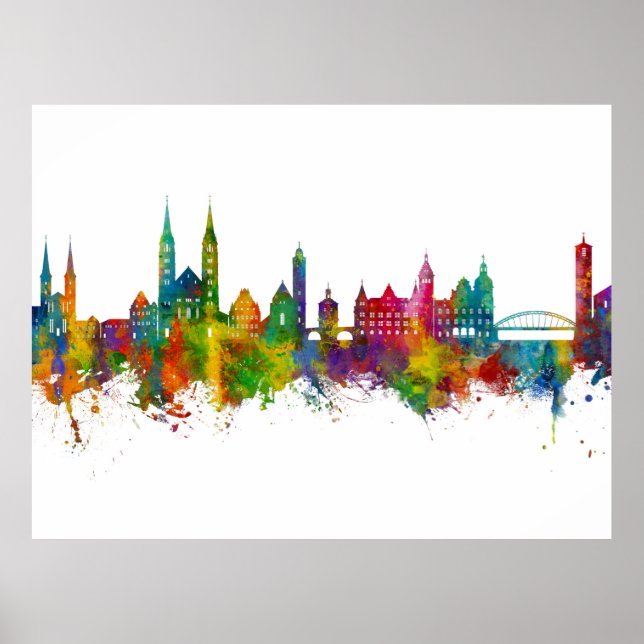 Póster Skyline de Bamberg Alemania (Frente)