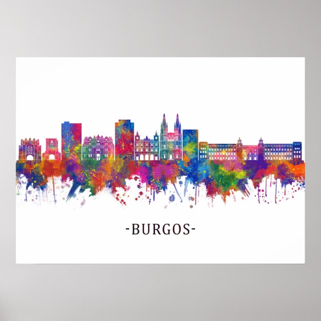 Póster Skyline de Burgos España (Frente)