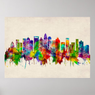 Póster Skyline de Charlotte Carolina del Norte