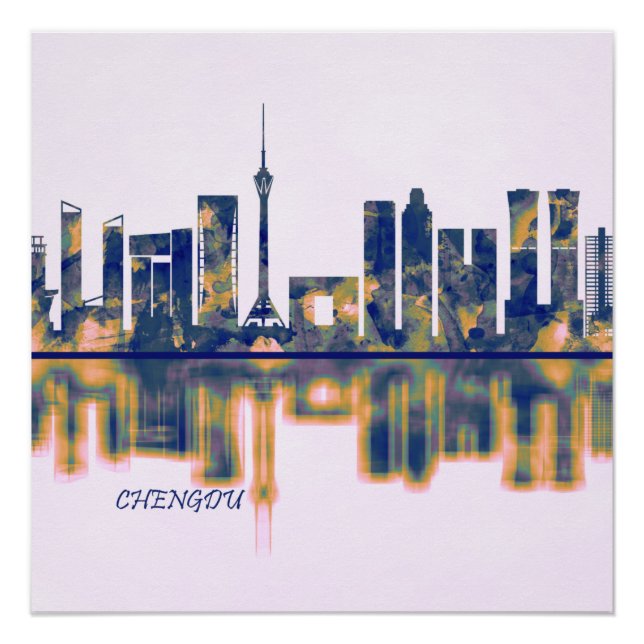 Póster Skyline de Chengdu (Anverso)