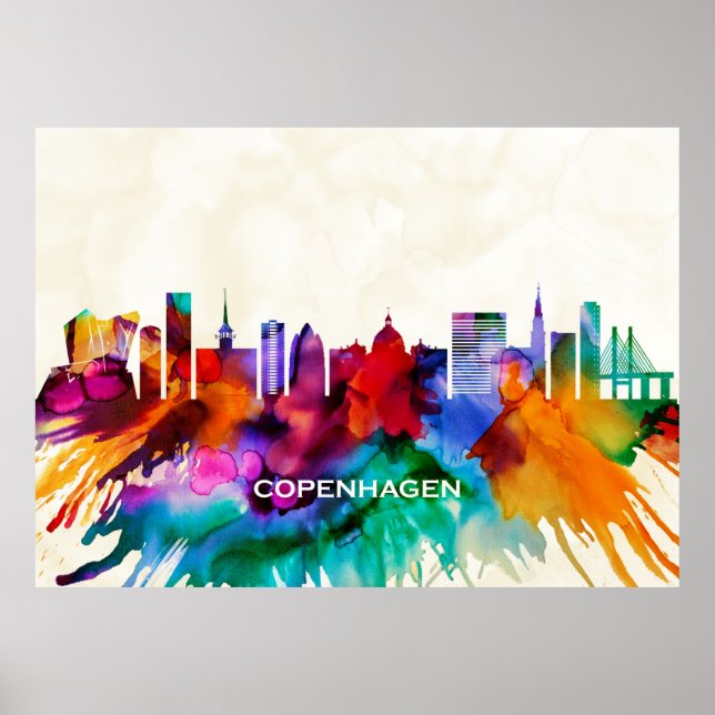 Póster Skyline de Copenhague (Frente)