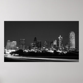 Póster skyline de dallas de noche