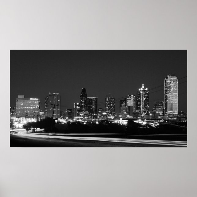 Póster skyline de dallas de noche (Frente)