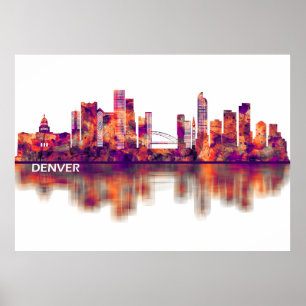 Póster Skyline de Denver Colorado