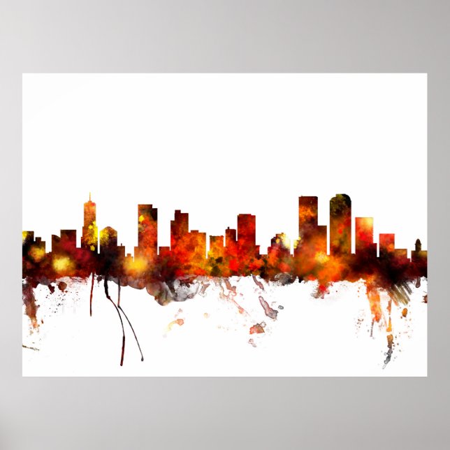 Póster Skyline de Denver Colorado (Frente)