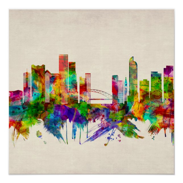 Póster Skyline de Denver Colorado (Anverso)