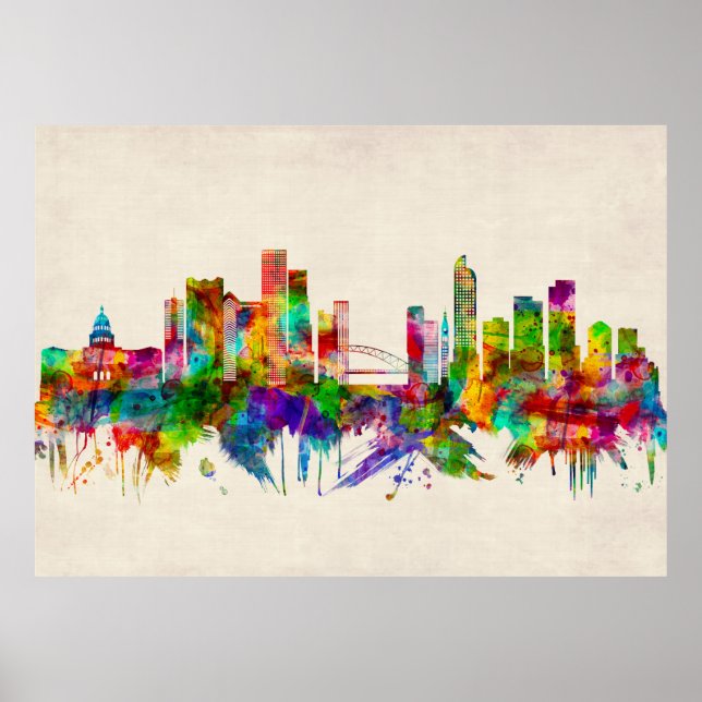 Póster Skyline de Denver Colorado (Frente)