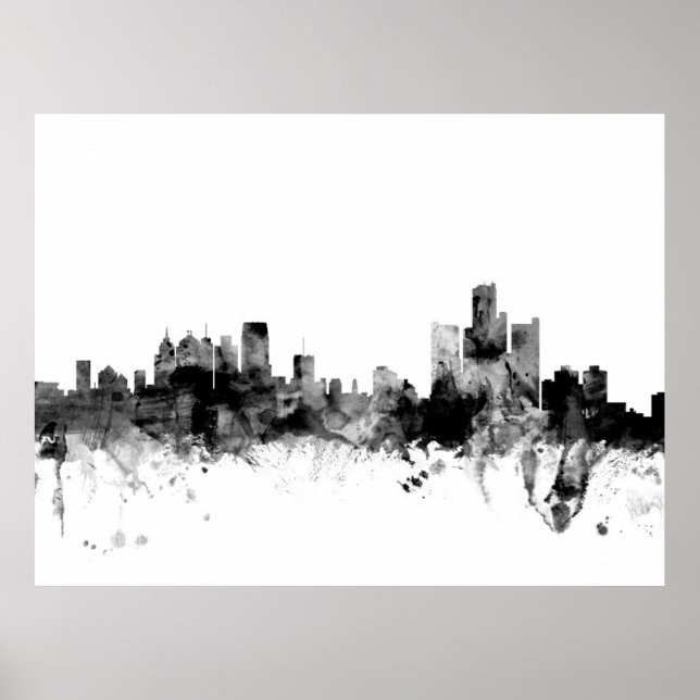 Póster Skyline de Detroit Michigan (Frente)
