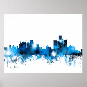 Póster Skyline de Detroit Michigan