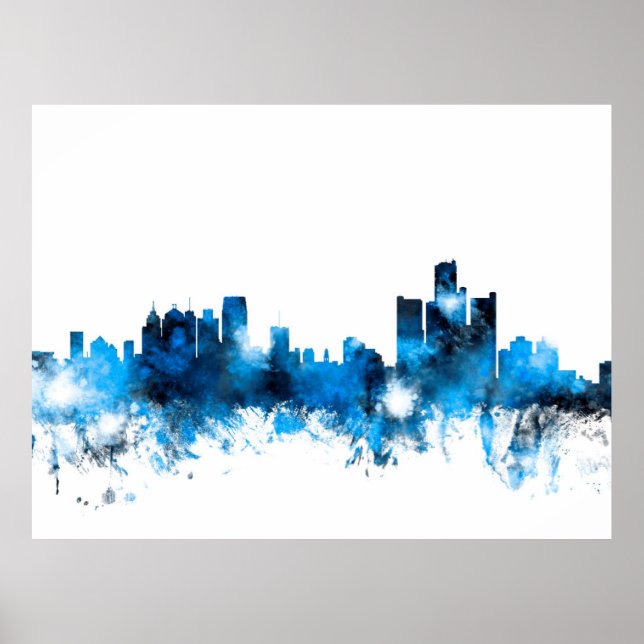 Póster Skyline de Detroit Michigan (Frente)
