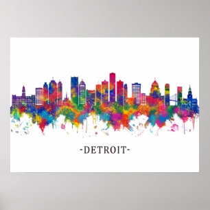 Póster Skyline de Detroit Michigan