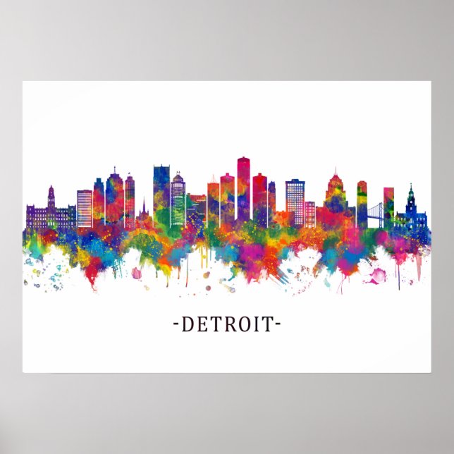 Póster Skyline de Detroit Michigan (Frente)