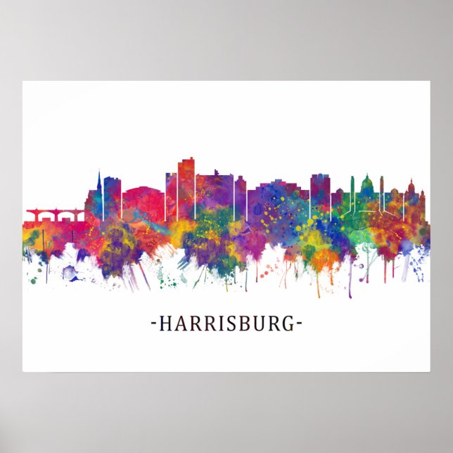Póster Skyline de Harrisburg Pennsylvania (Frente)