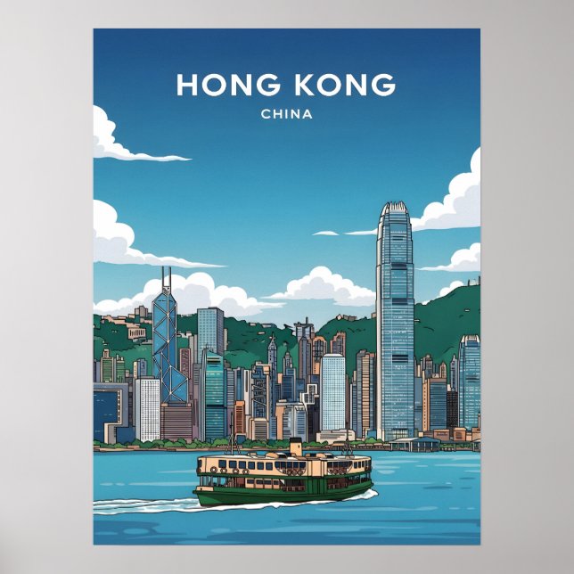 Póster Skyline de Hong Kong (Frente)