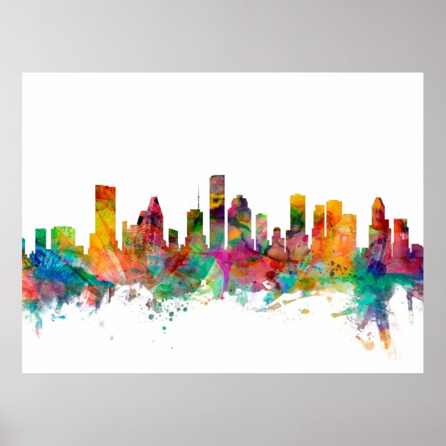 Póster Skyline de Houston Texas (Frente)