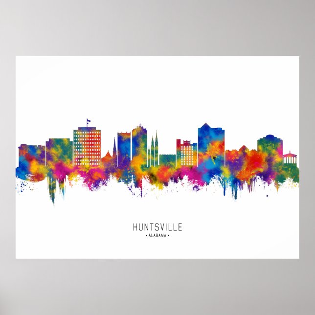 Póster Skyline de Huntsville Alabama (Frente)