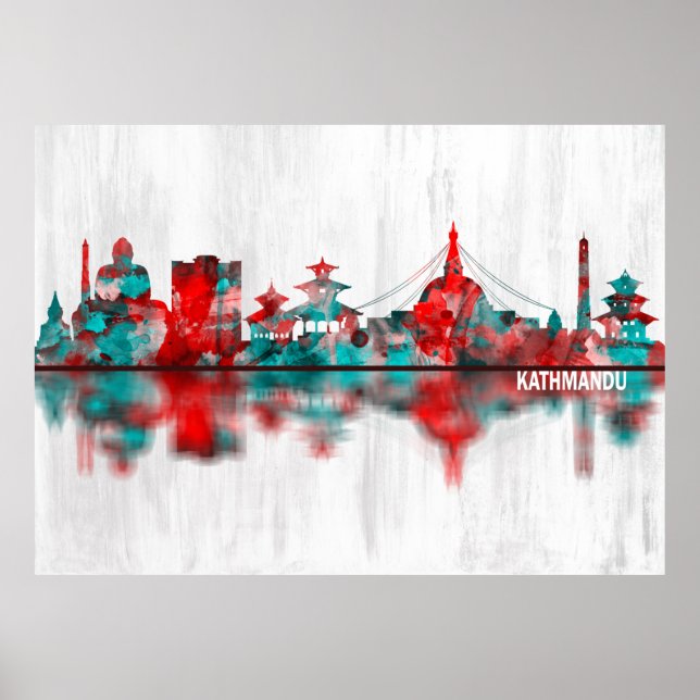 Póster Skyline de Katmandú (Frente)