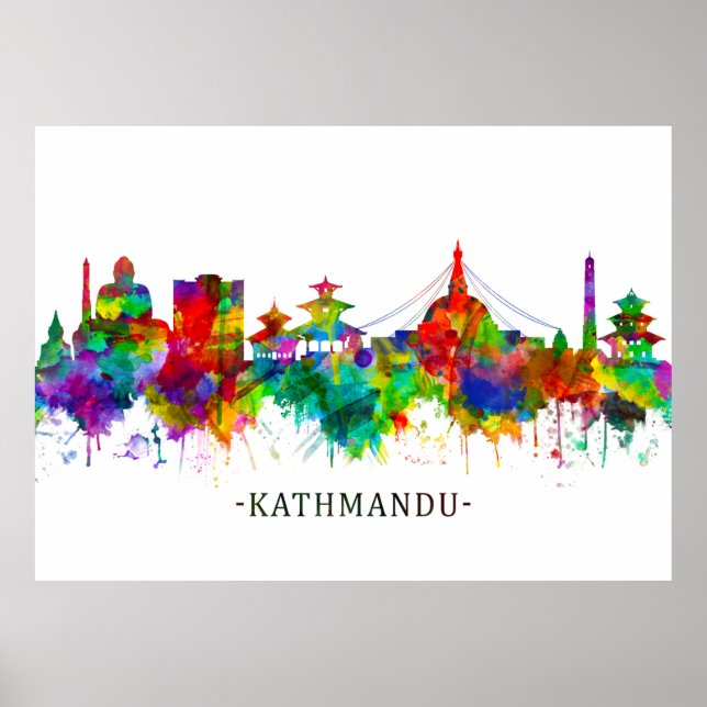 Póster Skyline de Katmandú (Frente)