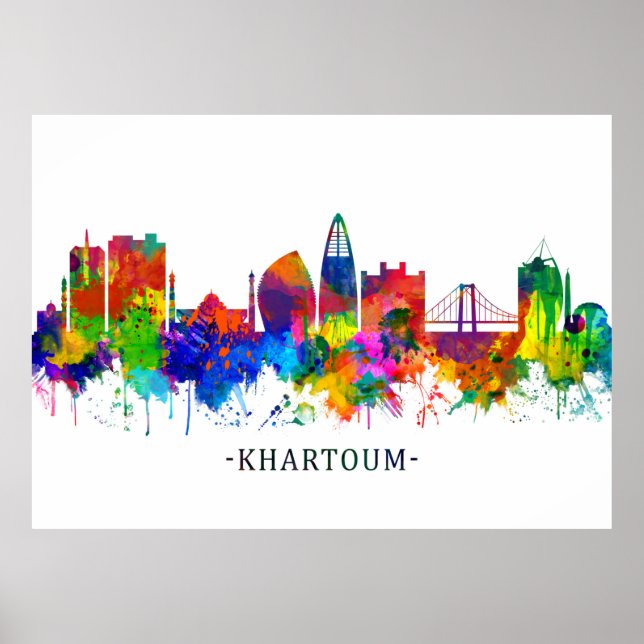 Póster Skyline de Khartoum Sudan (Frente)
