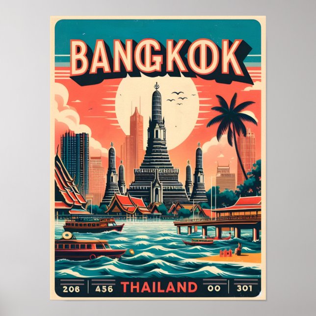 Póster Skyline de la ciudad de Bangkok retro - Regalos de (Frente)