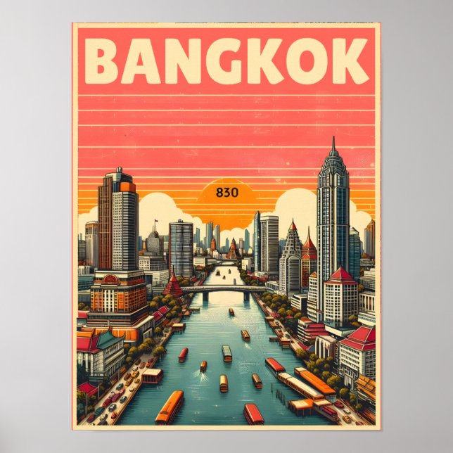 Póster Skyline de la ciudad de Bangkok retro - Regalos de (Frente)