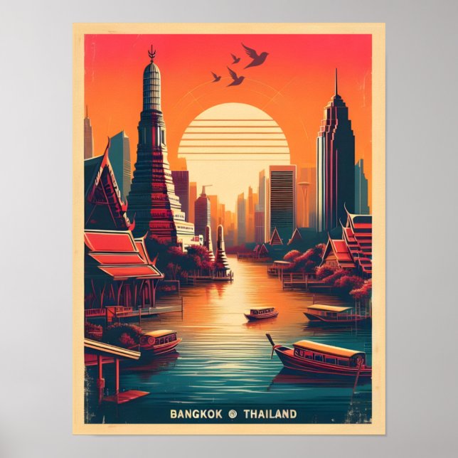 Póster Skyline de la ciudad de Bangkok retro - Regalos de (Frente)