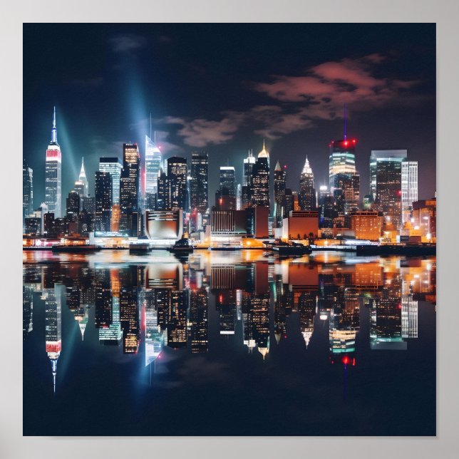 Póster Skyline de la ciudad de Nueva York (Frente)