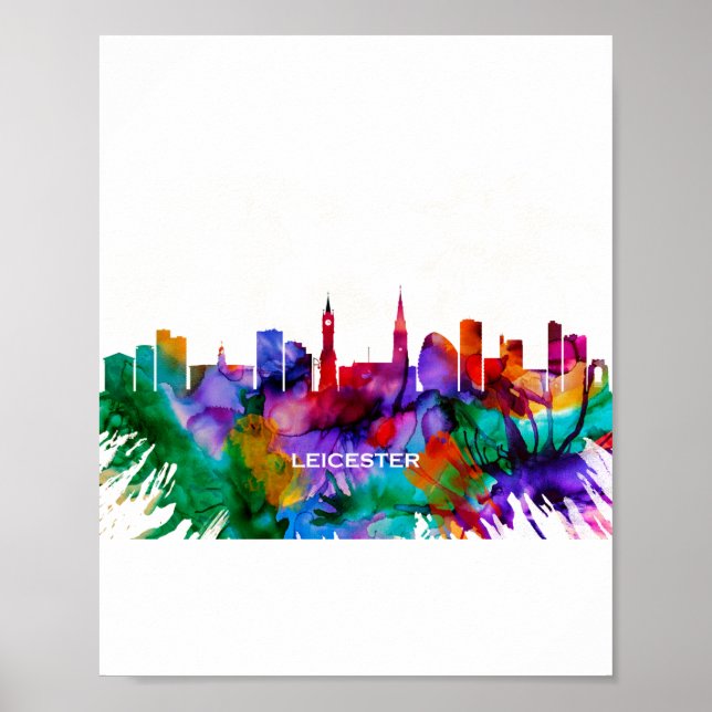 Póster Skyline de Leicester (Frente)