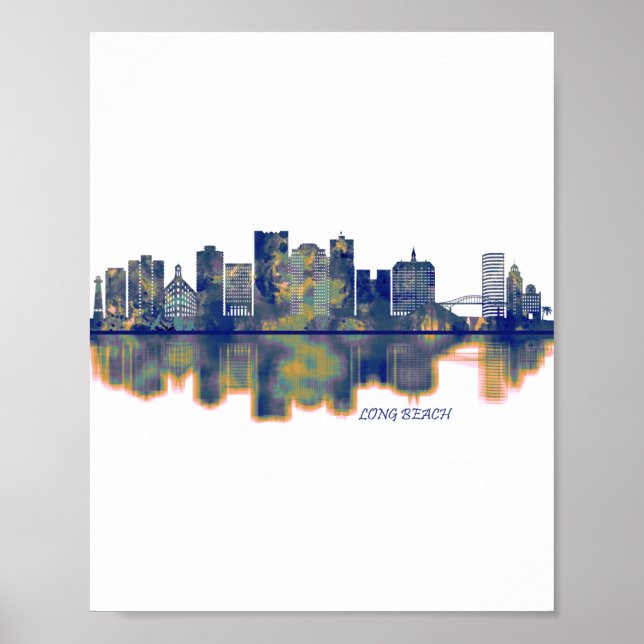 Póster Skyline de Long Beach (Frente)