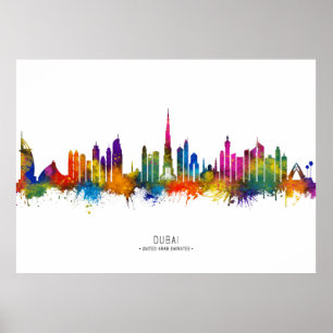 Póster Skyline de los Emiratos Árabes Unidos de Dubai