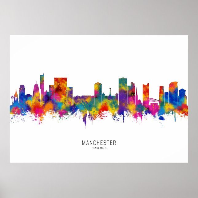 Póster Skyline de Manchester (Frente)
