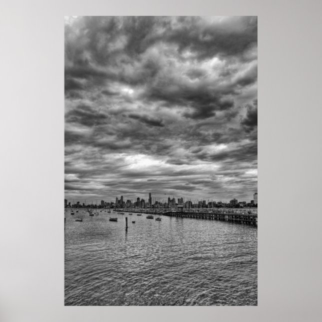 Póster Skyline de Melbourne desde St. Kilda (Frente)