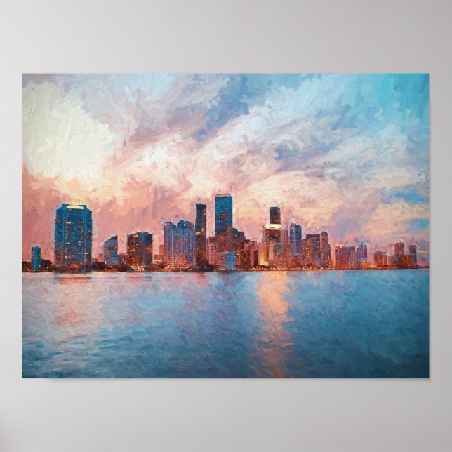 Póster Skyline de Miami (Frente)