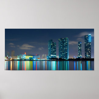 Póster Skyline de Miami, Poster del atardecer