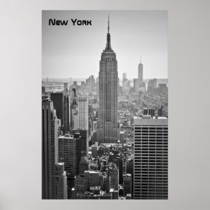 Póster Skyline de Nueva York, negro y blanco