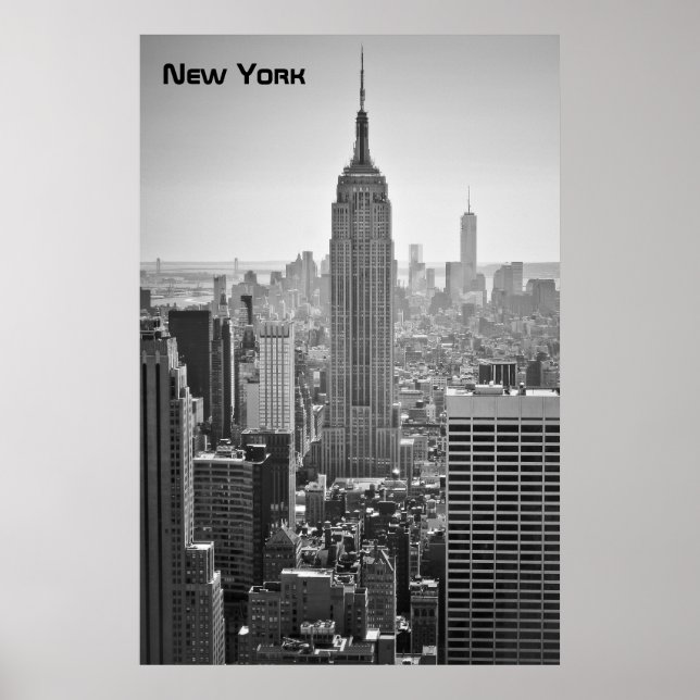Póster Skyline de Nueva York, negro y blanco (Frente)