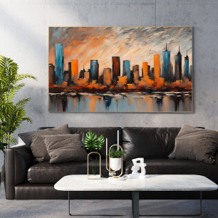 Póster Skyline de Otoño Sunset sin marco