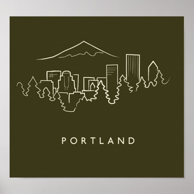 Póster Skyline de Portland (Frente)