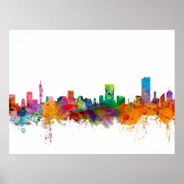 Póster Skyline de Pretoria Sudáfrica (Frente)