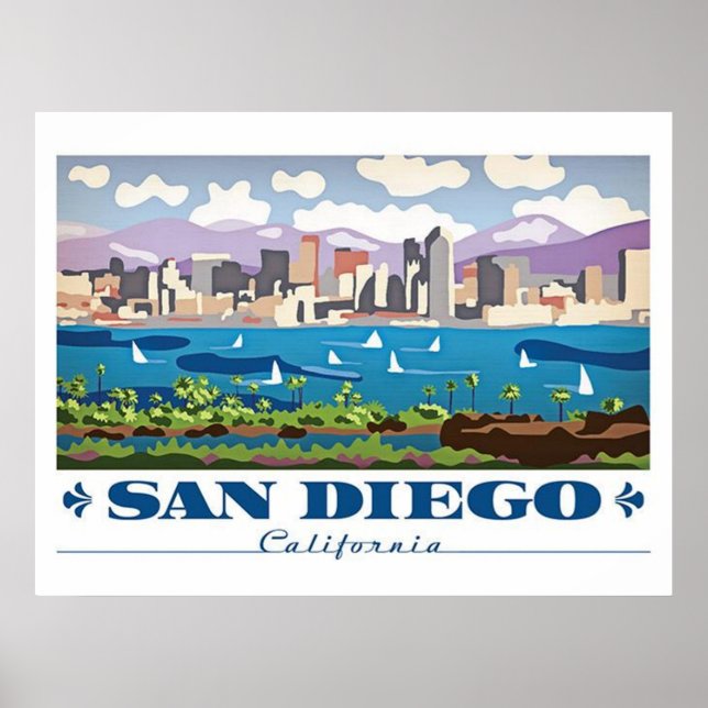 Póster Skyline de San Diego (Frente)