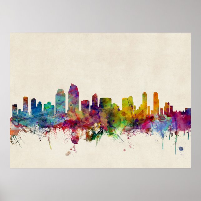 Póster Skyline de San Diego (Frente)